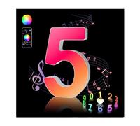 AUOQZ Light Up Number 5, RGB App Control Led Letters Lights Gaming Room Color Changing Party Gifts USB Neon Wall Sign Numbers Night Lamp for Happy Birthday Christmas Halloween Decorations (5)