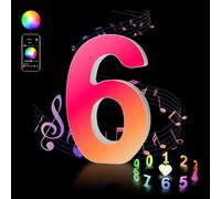 AUOQZ Light Up Number 6, RGB App Control Led Letters Lights Gaming Room Color Changing Party Gifts USB Neon Wall Sign Numbers Night Lamp for Happy Birthday Christmas Halloween Decorations (6)