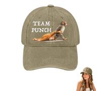 AUOQZ Punch Monkey Trucker Hat Cute Protect Punchs The Monkey Washed Baseball Cap for Outdoor Trendy Summer Monkey Holding Plush Sun Hats for Mens Womens Unisex (Khaki)
