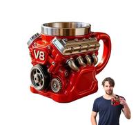 AUOQZ V8 Engine Coffee Mug Car Model Themed Retro Mechanic Craft Mugs Hot Drinks Travel Mug Novelty Mechanical Parts Stainless Steel Tool Cups Cool Gifts for Mechanics Car Enthusiast Men