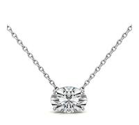Auory 1.99ct Moissanite Pendant Necklace for Women Oval Shape 9.2x6.88mm Solitaire Pendant 925 Sterling Silver / Gold Plated 16"+2" Adjustable Chain