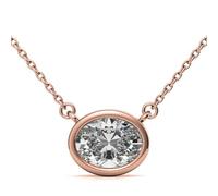 Auory Laboratory Created Moissanite Oval Pendant Necklace 9 x 7 mm Gold Plated Chain Jewellery Gift