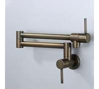 Auosxny Pot Filler Faucet, Wall Mount Double Joint Swing Arm Folding Kitchen Faucet, Antique Bronze