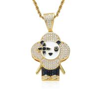 AUOU 1 Pc Cartoon Panda Donkey Flower Pendant With Micro Inlaid Zircon Necklace