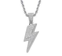 AUOU 1 Pc European And American Hip Hop Two Tone Lightning Pendant With Micro Inlaid Zircon Necklace