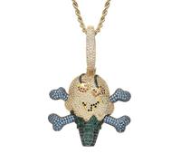 AUOU 1 Pc Hip Hop Colored Pirate Ice Cream Couple Pendant Zircon Necklace