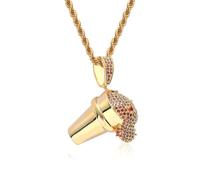 AUOU 1 Pc Ice Cream Overflow Beverage Pendant Zircon Hip-hop Necklace