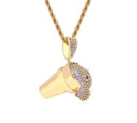 AUOU 1 Pc Ice Cream Overflow Beverage Pendant Zircon Hip-hop Necklace