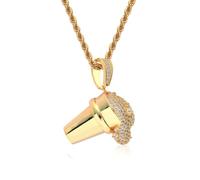 AUOU 1 Pc Ice Cream Overflow Beverage Pendant Zircon Hip-hop Necklace