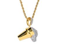 AUOU 1 Pc Ice Cream Overflow Beverage Pendant Zircon Hip-hop Necklace