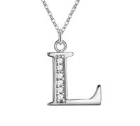 AUOU 1pc 26 Letters Silver -plated Necklace Color Pendant Metal Necklace For Men Women