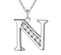 AUOU 1pc 26 Letters Silver -plated Necklace Color Pendant Metal Necklace For Men Women