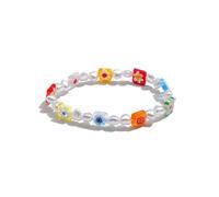 AUOU 1pc Boho Handmade Colorful Resin Floral Beads Bracelet Irregular Faux Pearl Bracelet With Spacers Gift