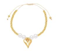 AUOU 1pc Chain Made Of Beads Heart -shaped Bracelets For Women Copper Gifts For Friends