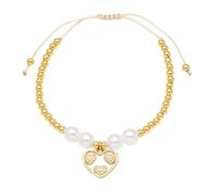 AUOU 1pc Chain Made Of Beads Heart -shaped Bracelets For Women Copper Gifts For Friends