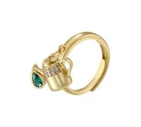 AUOU 1pc Cherry Strawberry Bee Small Pendant Ring Golden Plated Copper Ladies Metal Gifts