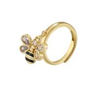 AUOU 1pc Cherry Strawberry Bee Small Pendant Ring Golden Plated Copper Ladies Metal Gifts