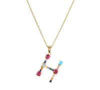 AUOU 1pc Colorful 26 Capital Letters Women's Necklace Golden Color Copper With Initials