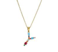AUOU 1pc Colorful 26 Capital Letters Women's Necklace Golden Color Copper With Initials