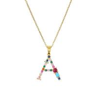 AUOU 1pc Colorful 26 Capital Letters Women's Necklace Golden Color Copper With Initials