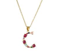 AUOU 1pc Colorful 26 Capital Letters Women's Necklace Golden Color Copper With Initials