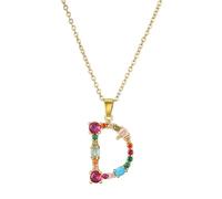 AUOU 1pc Colorful 26 Capital Letters Women's Necklace Golden Color Copper With Initials