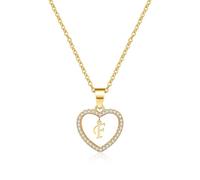 AUOU 1pc Cubic Heart Love Letter Necklace For Women Necklace A-Z Pendant Necklaces Gift