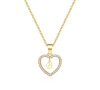 AUOU 1pc Cubic Heart Love Letter Necklace For Women Necklace A-Z Pendant Necklaces Gift