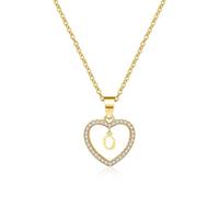 AUOU 1pc Cubic Heart Love Letter Necklace For Women Necklace A-Z Pendant Necklaces Gift