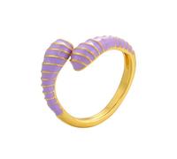 AUOU 1pc Gold Color Enamel Snake-shaped Ring For Women Driping Oil Opening Adjustable Women's Ring
