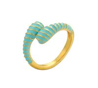 AUOU 1pc Gold Color Enamel Snake-shaped Ring For Women Driping Oil Opening Adjustable Women's Ring