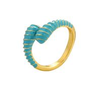 AUOU 1pc Gold Color Enamel Snake-shaped Ring For Women Driping Oil Opening Adjustable Women's Ring