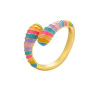 AUOU 1pc Gold Color Enamel Snake-shaped Ring For Women Driping Oil Opening Adjustable Women's Ring