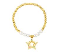AUOU 1pc Gold -plated Beads Moon Star Bracelets For Women Copper Cross Bracelet