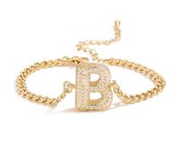 AUOU 1pc Golden Color 26 Initiations Of The Letters Bracelet For Women With Zircon Birthday Present