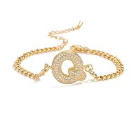 AUOU 1pc Golden Color 26 Initiations Of The Letters Bracelet For Women With Zircon Birthday Present