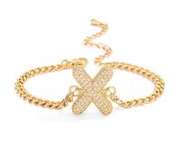 AUOU 1pc Golden Color 26 Initiations Of The Letters Bracelet For Women With Zircon Birthday Present
