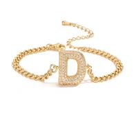 AUOU 1pc Golden Color 26 Initiations Of The Letters Bracelet For Women With Zircon Birthday Present