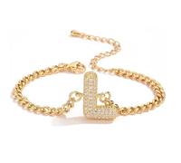 AUOU 1pc Golden Color 26 Initiations Of The Letters Bracelet For Women With Zircon Birthday Present