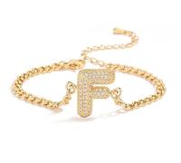 AUOU 1pc Golden Color 26 Initiations Of The Letters Bracelet For Women With Zircon Birthday Present