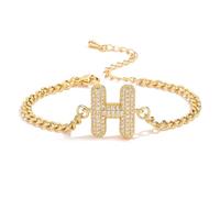 AUOU 1pc Golden Color 26 Initiations Of The Letters Bracelet For Women With Zircon Birthday Present