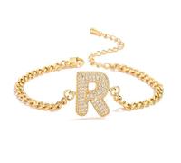 AUOU 1pc Golden Color 26 Initiations Of The Letters Bracelet For Women With Zircon Birthday Present