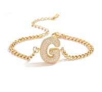 AUOU 1pc Golden Color 26 Initiations Of The Letters Bracelet For Women With Zircon Birthday Present