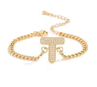 AUOU 1pc Golden Color 26 Initiations Of The Letters Bracelet For Women With Zircon Birthday Present
