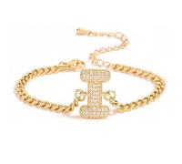 AUOU 1pc Golden Color 26 Initiations Of The Letters Bracelet For Women With Zircon Birthday Present