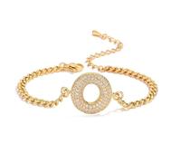 AUOU 1pc Golden Color 26 Initiations Of The Letters Bracelet For Women With Zircon Birthday Present