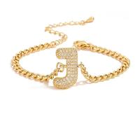 AUOU 1pc Golden Color 26 Initiations Of The Letters Bracelet For Women With Zircon Birthday Present