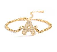 AUOU 1pc Golden Color 26 Initiations Of The Letters Bracelet For Women With Zircon Birthday Present