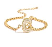 AUOU 1pc Golden Color 26 Initiations Of The Letters Bracelet For Women With Zircon Birthday Present