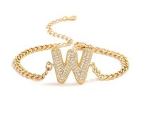 AUOU 1pc Golden Color 26 Initiations Of The Letters Bracelet For Women With Zircon Birthday Present